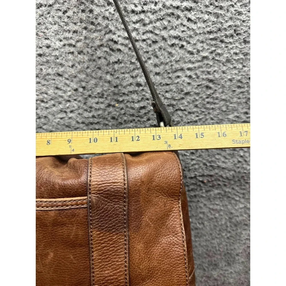 Authentic Fossil Pebbled Leather Flap Crossbody Messenger Bag Brown Unisex